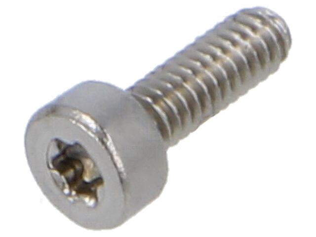 Schroef; M2x6; 0,4; Kop: cilinder; Torx®; TX06; roestvrij staal A2 Schroef; M2x6; 0,4; Kop: cilinder; Torx®; TX06; roestvrij staal A2